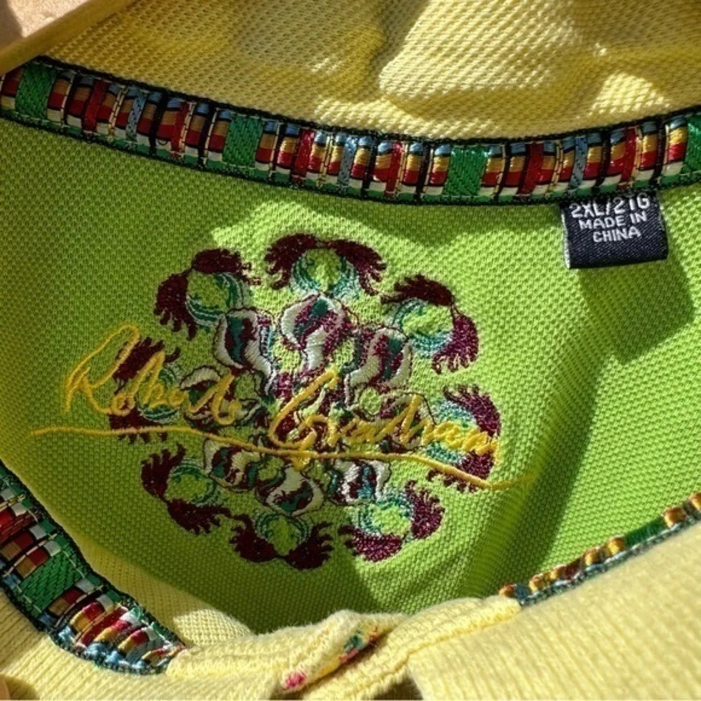 Robert Graham Men's Yellow‎ Button Front Twin Tipped Polo Shirt (2XL)